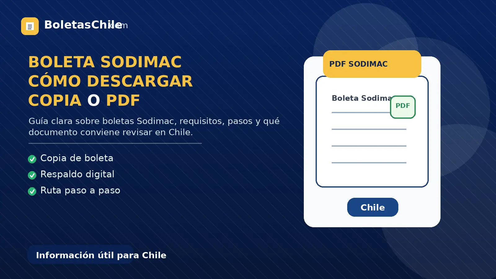 Imagen SEO de BoletasChile.com sobre boleta Sodimac, cómo descargar copia o PDF en Chile.