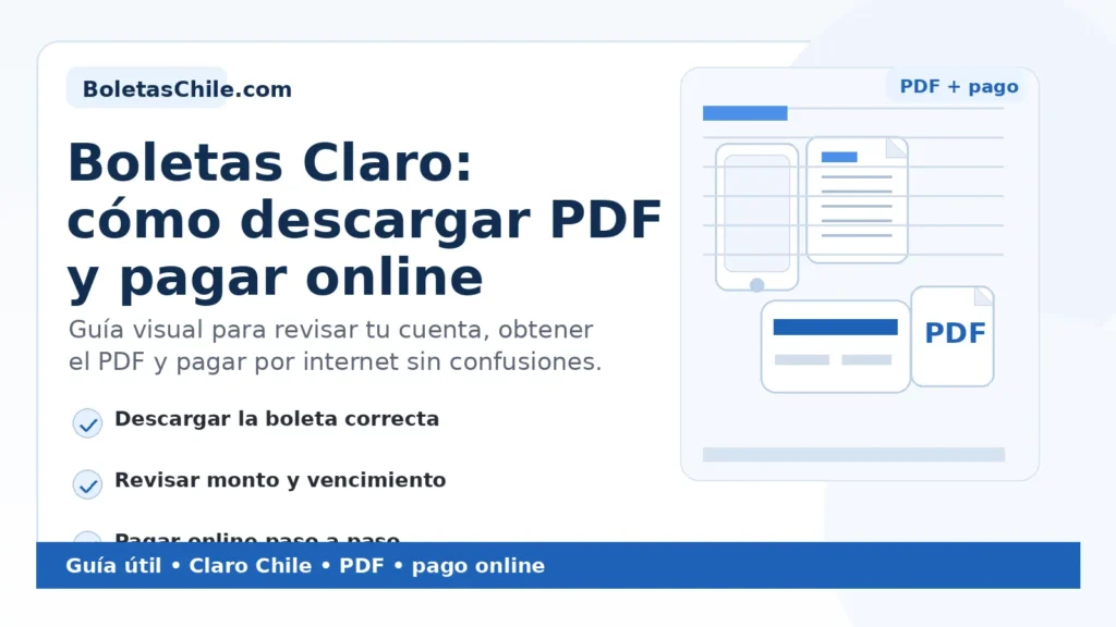 Imagen formal de BoletasChile.com sobre boletas Claro y cómo descargar PDF y pagar online paso a paso.