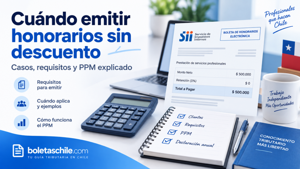 boletas de honorarios sin retención en Chile, con explicación de cuándo se usan