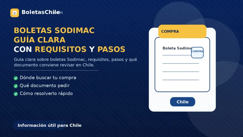 Imagen formal de BoletasChile.com sobre boletas Sodimac, guía clara con requisitos y pasos en Chile.