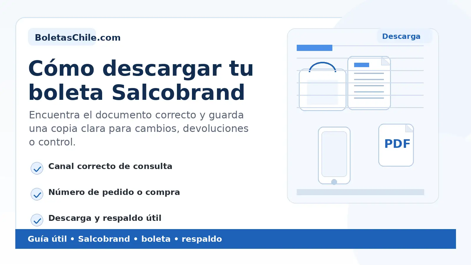 Imagen SEO de BoletasChile.com sobre cómo descargar tu boleta Salcobrand de forma simple.