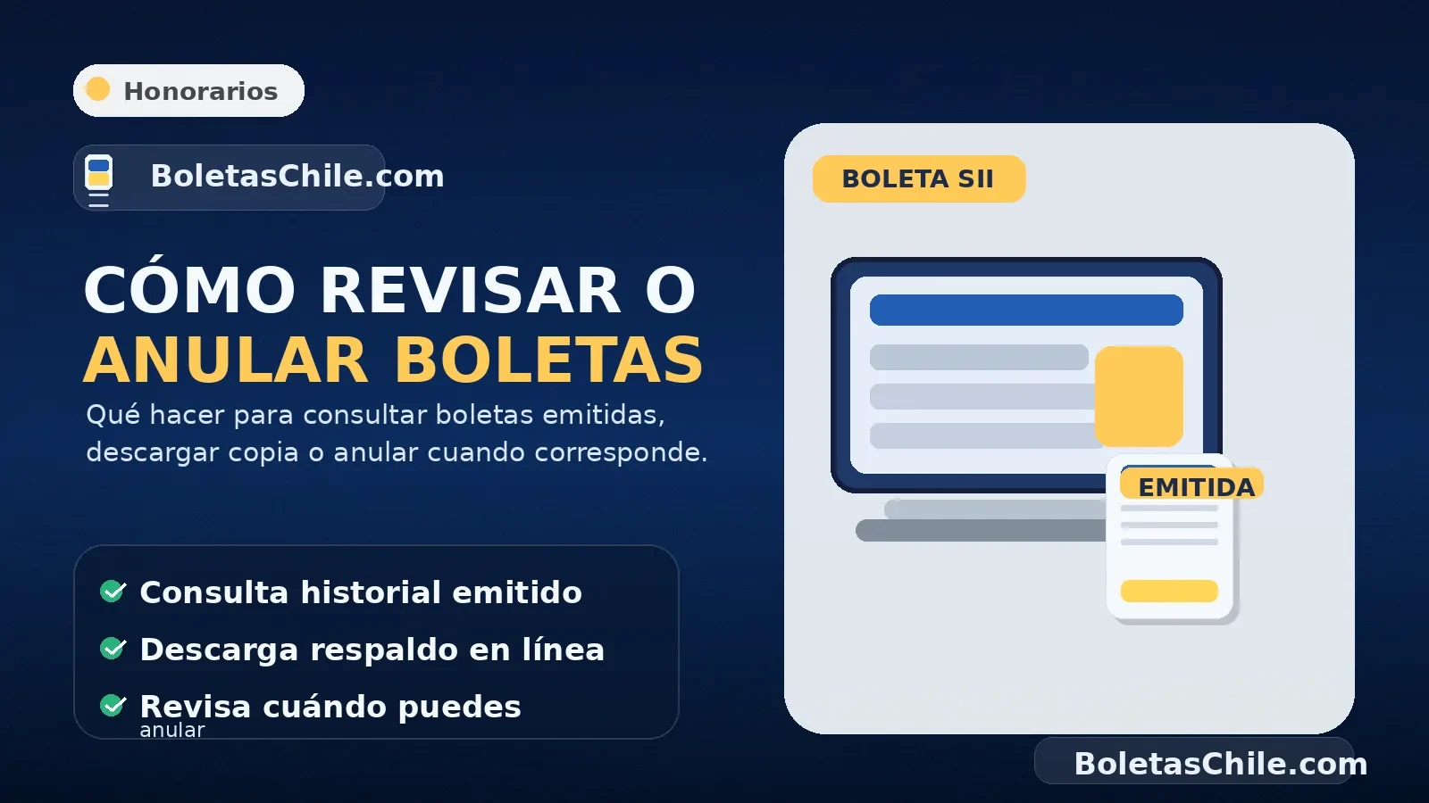 cómo revisar o anular boletas de honorarios emitidas en el SII.