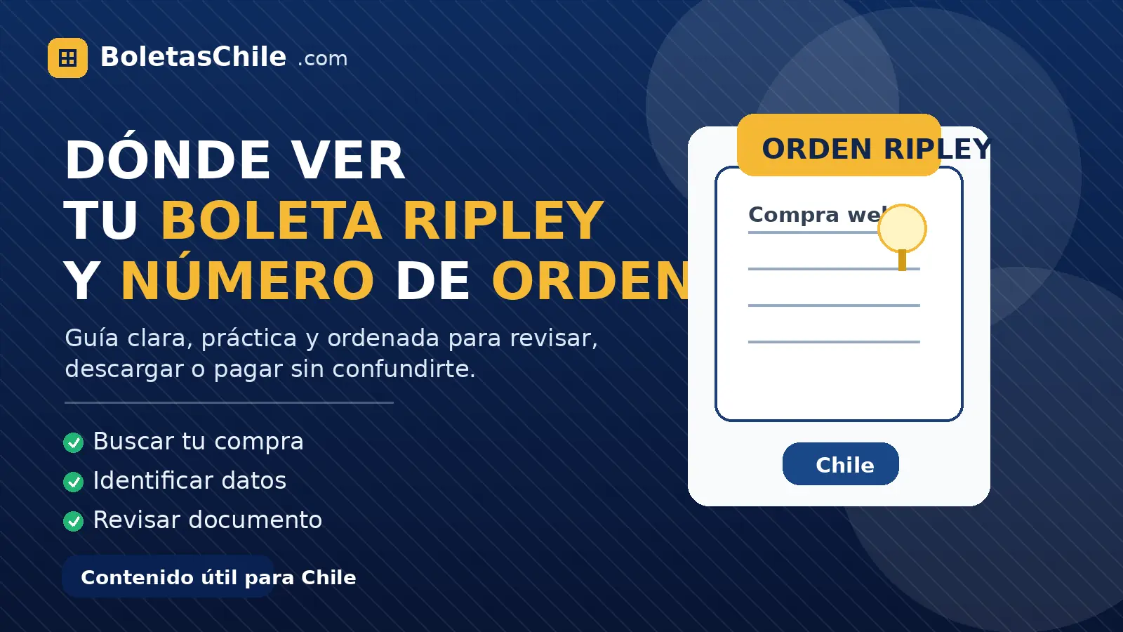 dónde ver la boleta Ripley y el número de orden de una compra en Chile.
