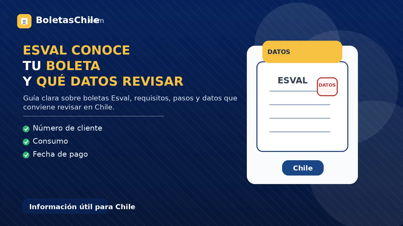 Imagen formal de BoletasChile.com sobre Esval conoce tu boleta y qué datos revisar en Chile.