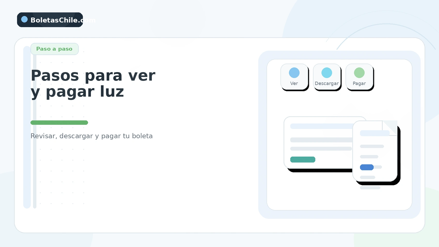 Imagen SEO de BoletasChile.com sobre cómo descargar boleta Luz Osorno en PDF, guardar copia y revisar el documento.