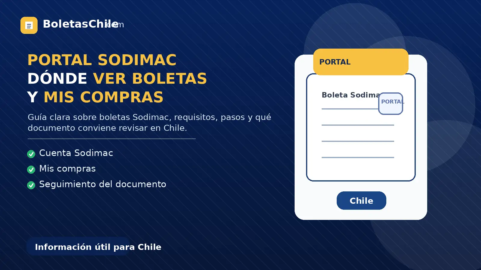 Imagen formal de BoletasChile.com sobre portal Sodimac, dónde ver boletas y Mis Compras en Chile.