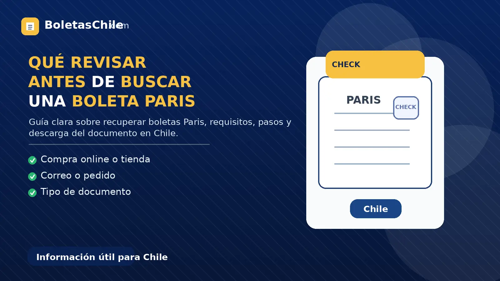 qué revisar antes de buscar una boleta Paris.