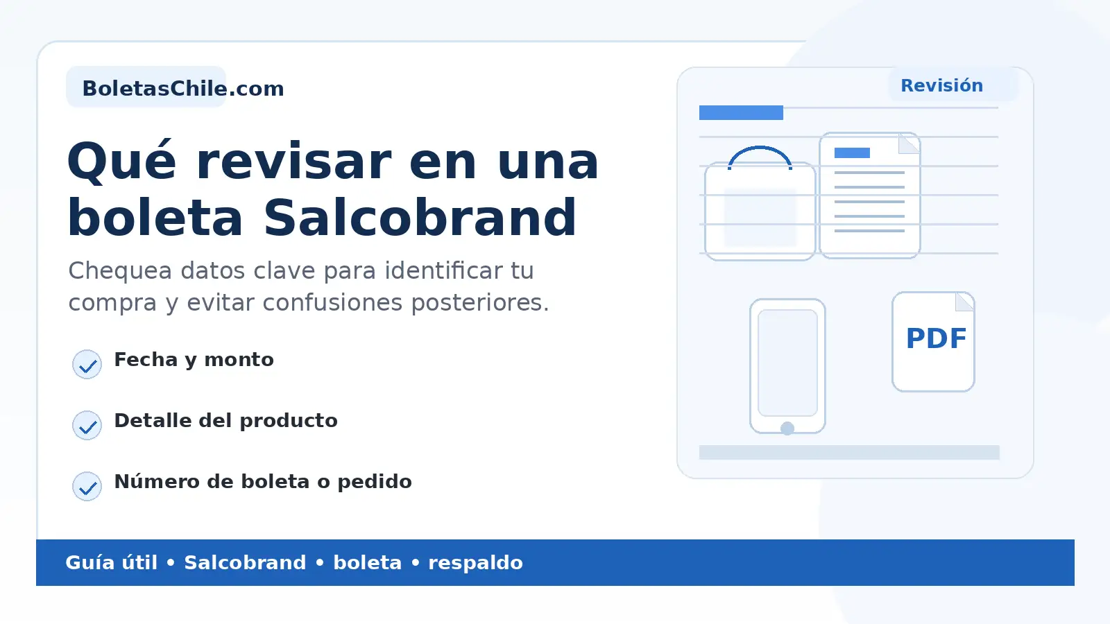 Imagen formal de BoletasChile.com sobre qué revisar en una boleta Salcobrand antes de usarla.