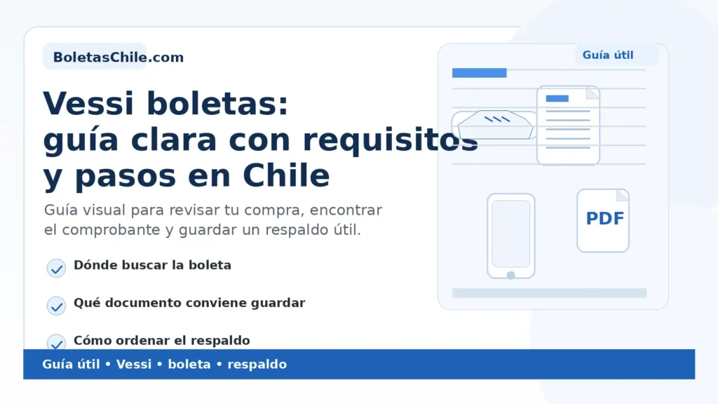 Imagen formal de BoletasChile.com sobre Vessi boletas, guía clara con requisitos y pasos en Chile.