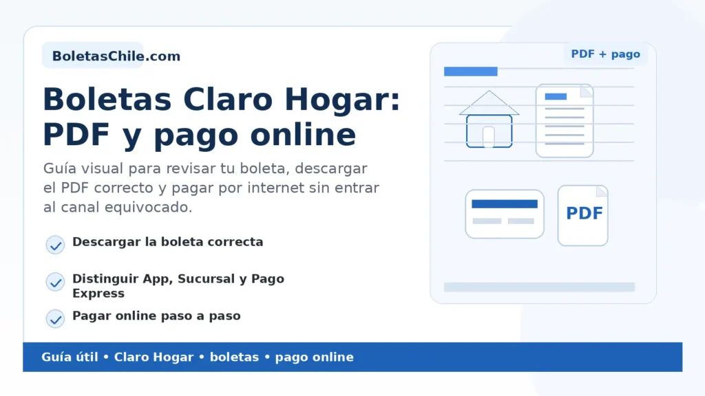 Imagen formal de BoletasChile.com sobre boletas Claro Hogar, cómo descargar PDF y pagar online paso a paso.