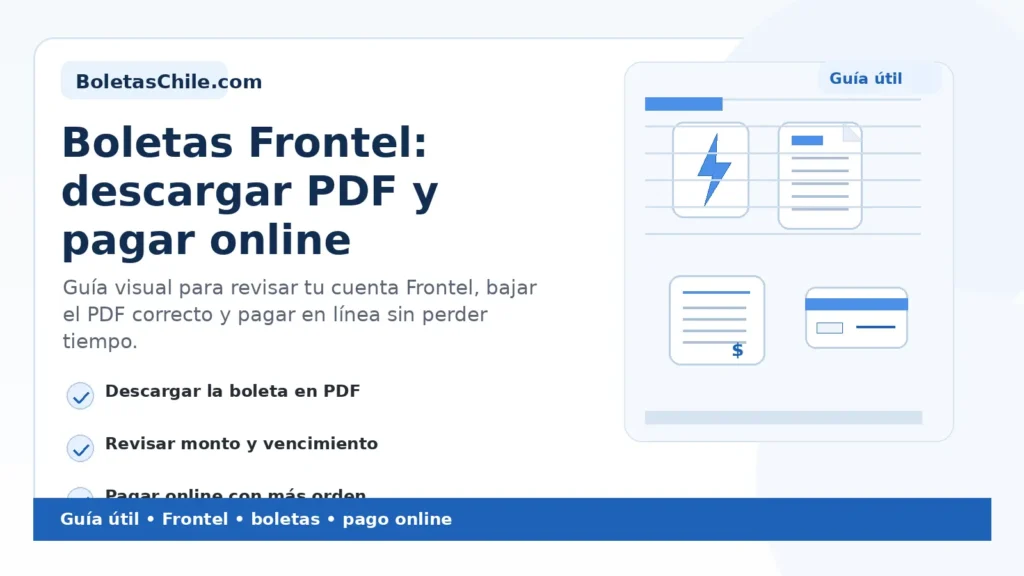 Imagen formal de BoletasChile.com sobre boletas Frontel, cómo descargar PDF y pagar online paso a paso.