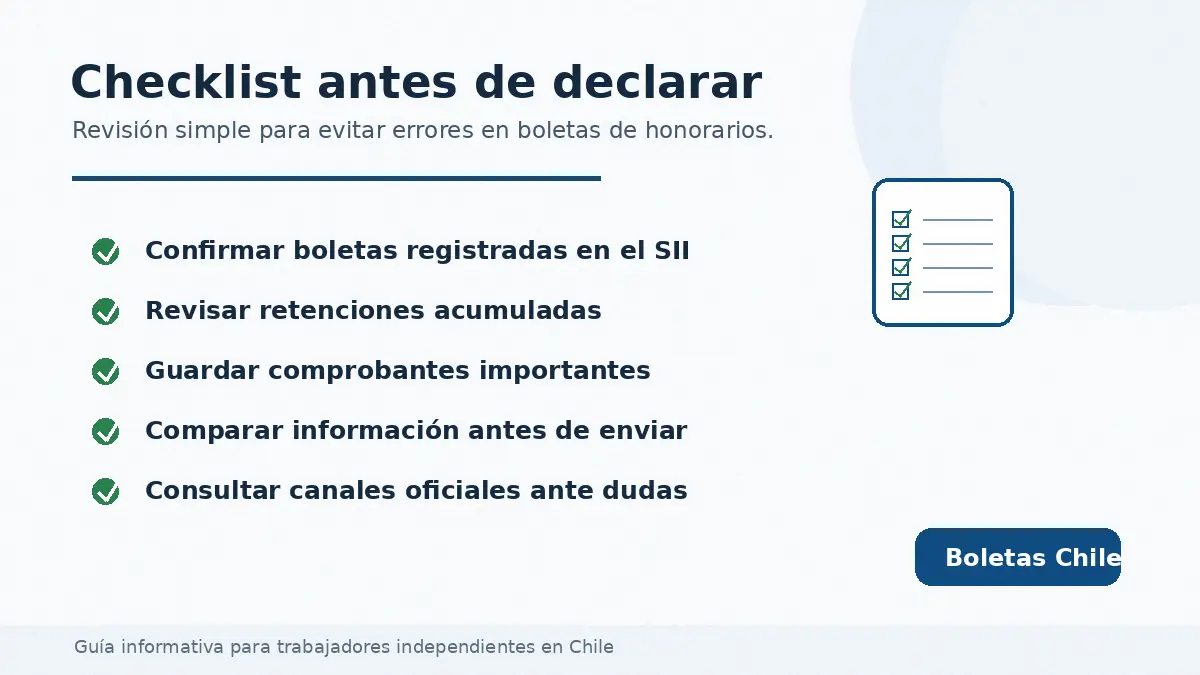 Checklist para declarar boletas de honorarios y evitar errores antes de la Operación Renta en Chile
