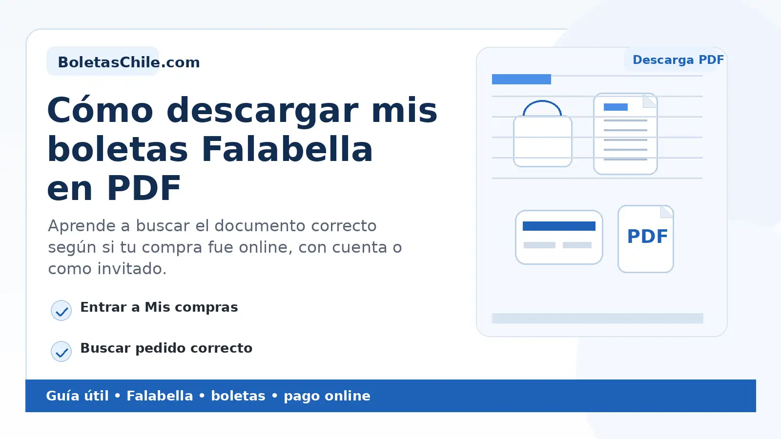 Imagen SEO de BoletasChile.com sobre cómo descargar mis boletas Falabella en PDF.