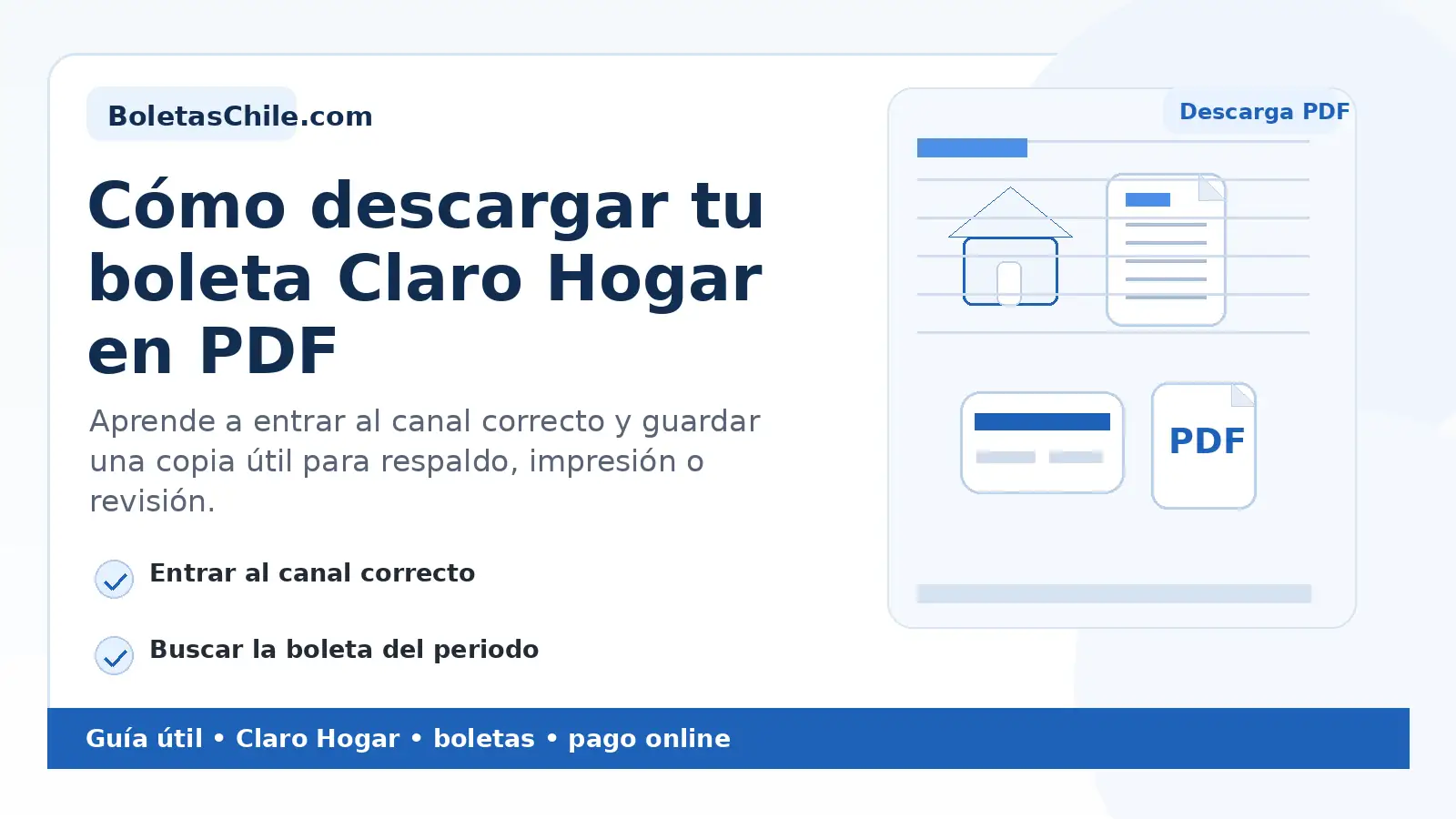 Imagen SEO de BoletasChile.com sobre cómo descargar tu boleta Claro Hogar en PDF.