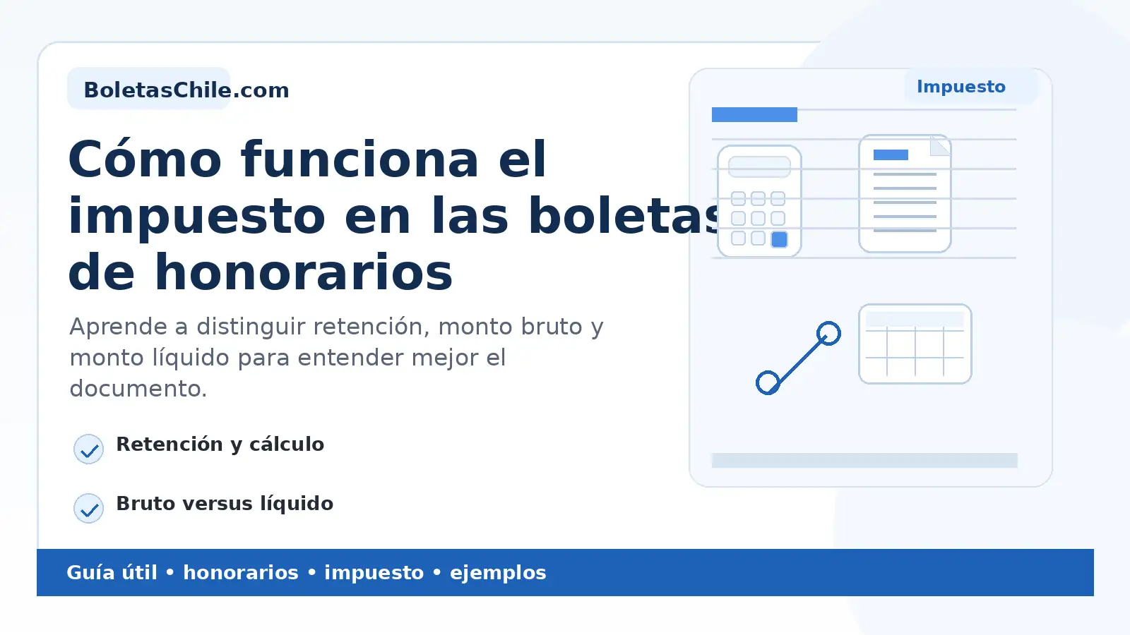 Imagen SEO de BoletasChile.com sobre cómo funciona el impuesto en las boletas de honorarios.