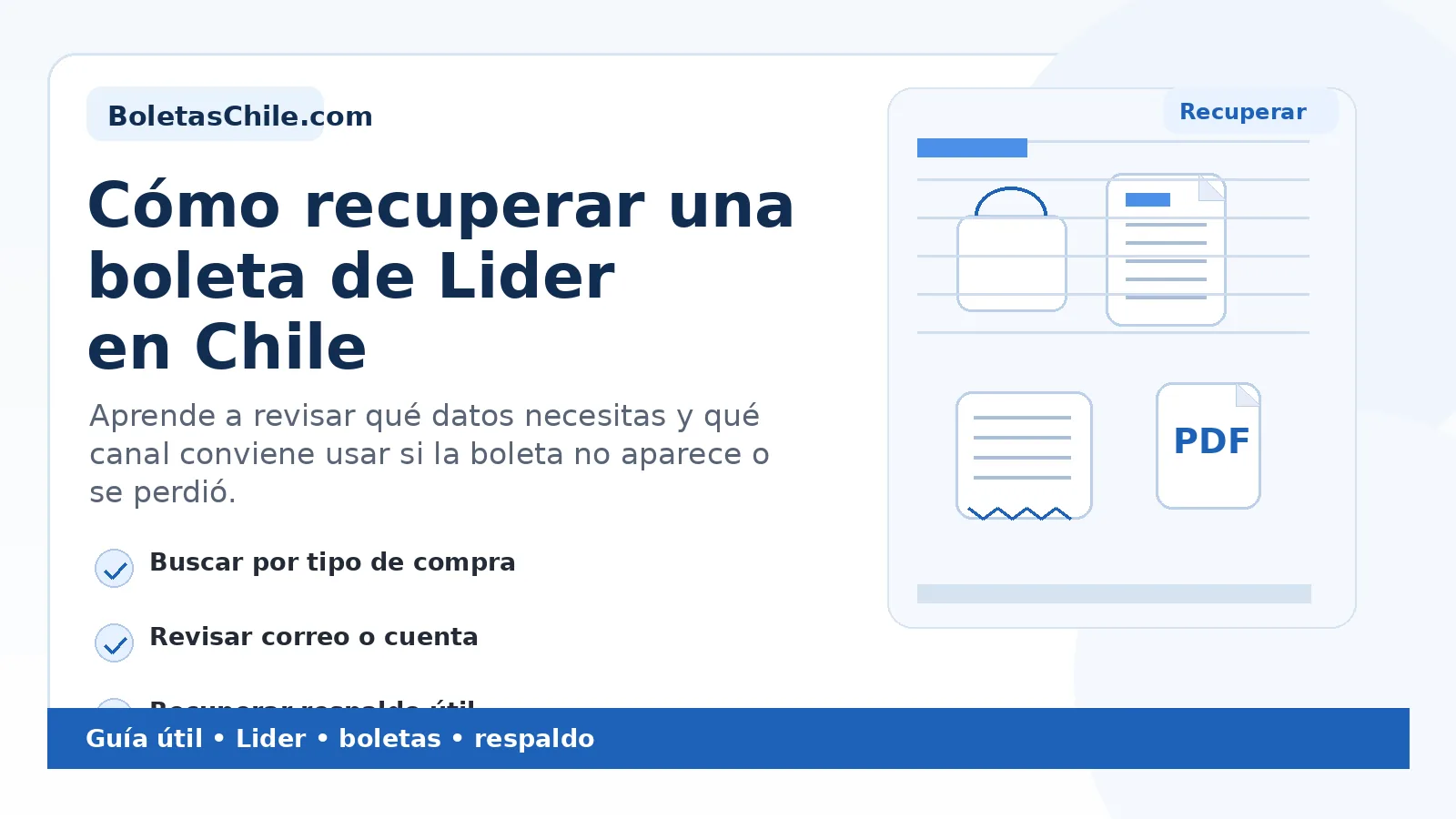 Imagen SEO de BoletasChile.com sobre cómo recuperar una boleta de Lider en Chile.