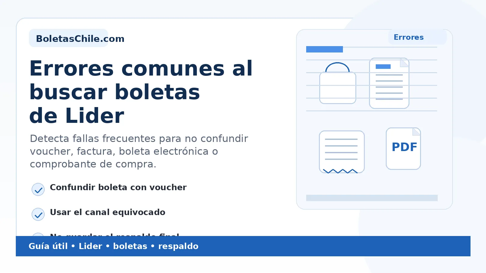 Imagen SEO de BoletasChile.com sobre errores comunes al buscar boletas de Lider.