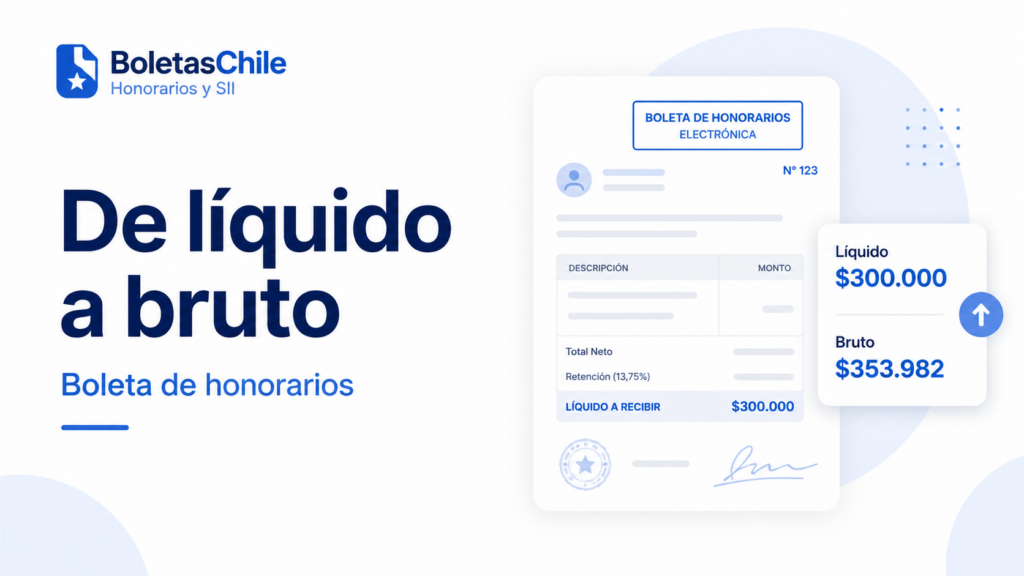 Líquido a bruto en boleta de honorarios