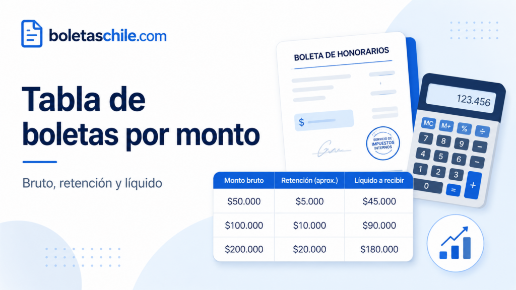 Tabla para calcular boletas de honorarios por monto